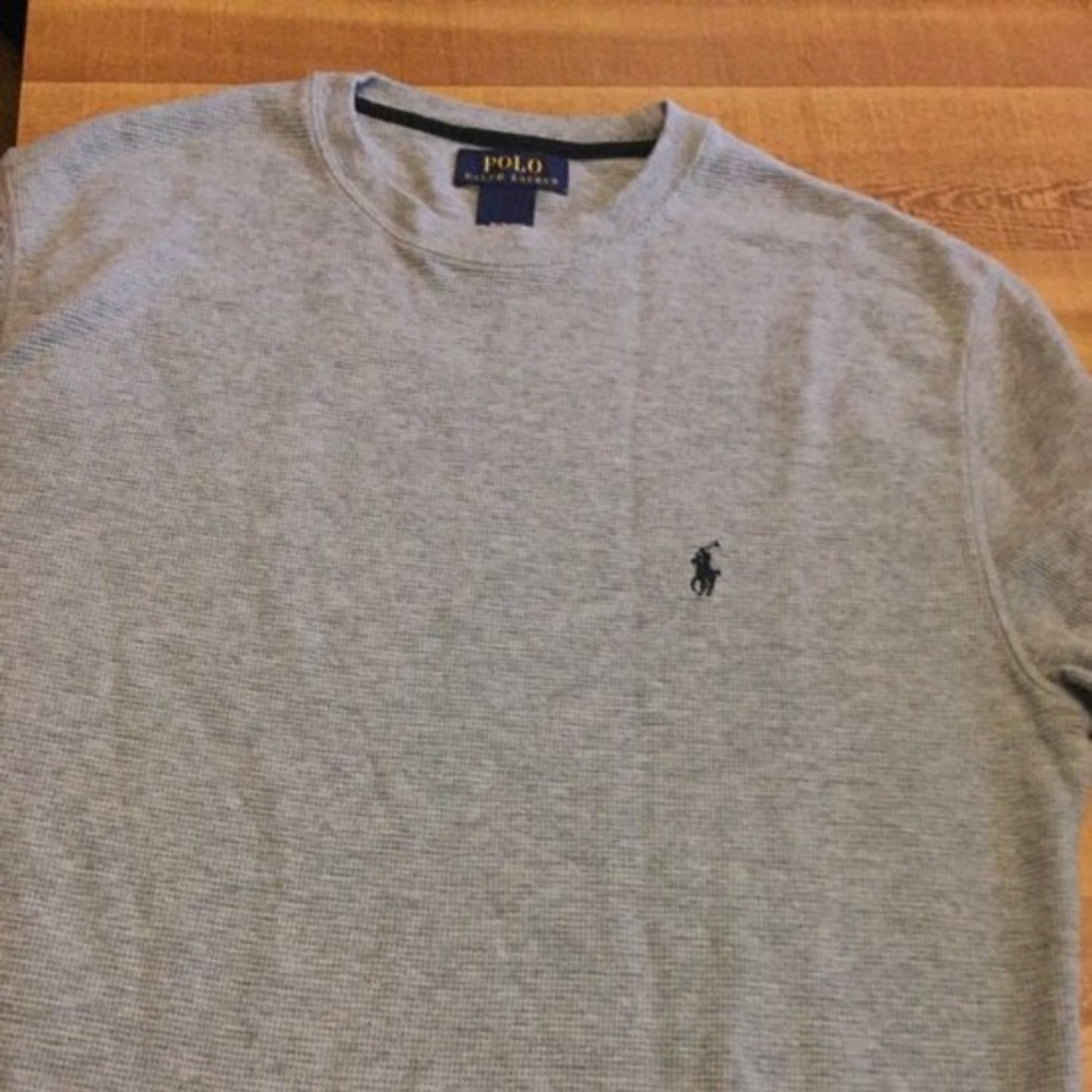 Ralph Lauren POLO RALPH LAUREN SLEEPWEAR Thermal Long T-Shirt, Waffle, Men's Size Small cotton gray type Vintage Second Hand main image 0